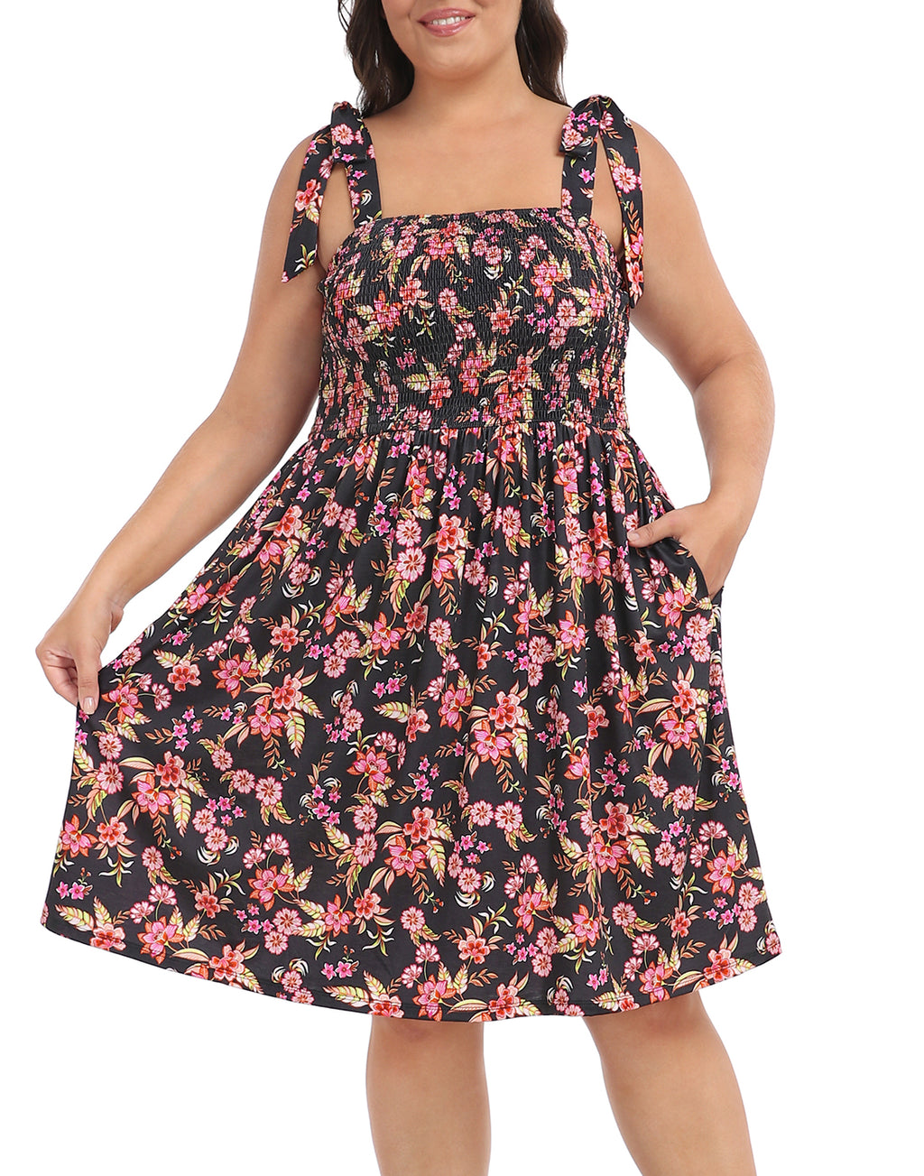 Plus Size Romper Dress with Built in Shorts & Pockets