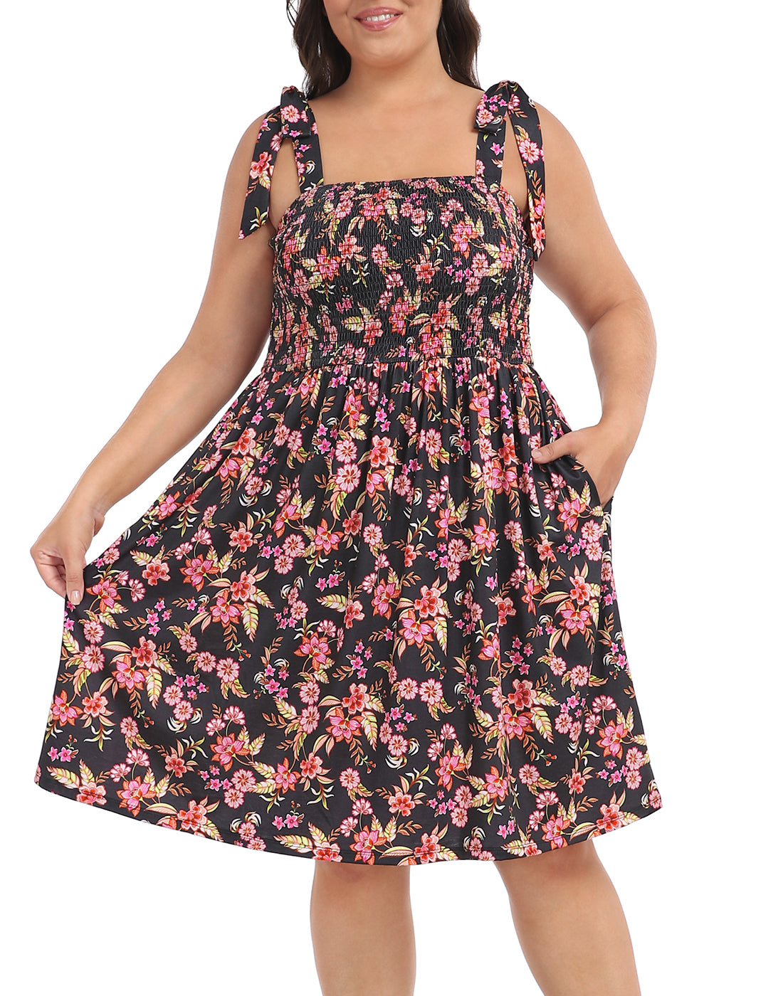 Plus Size Romper Dress with Built in Shorts & Pockets