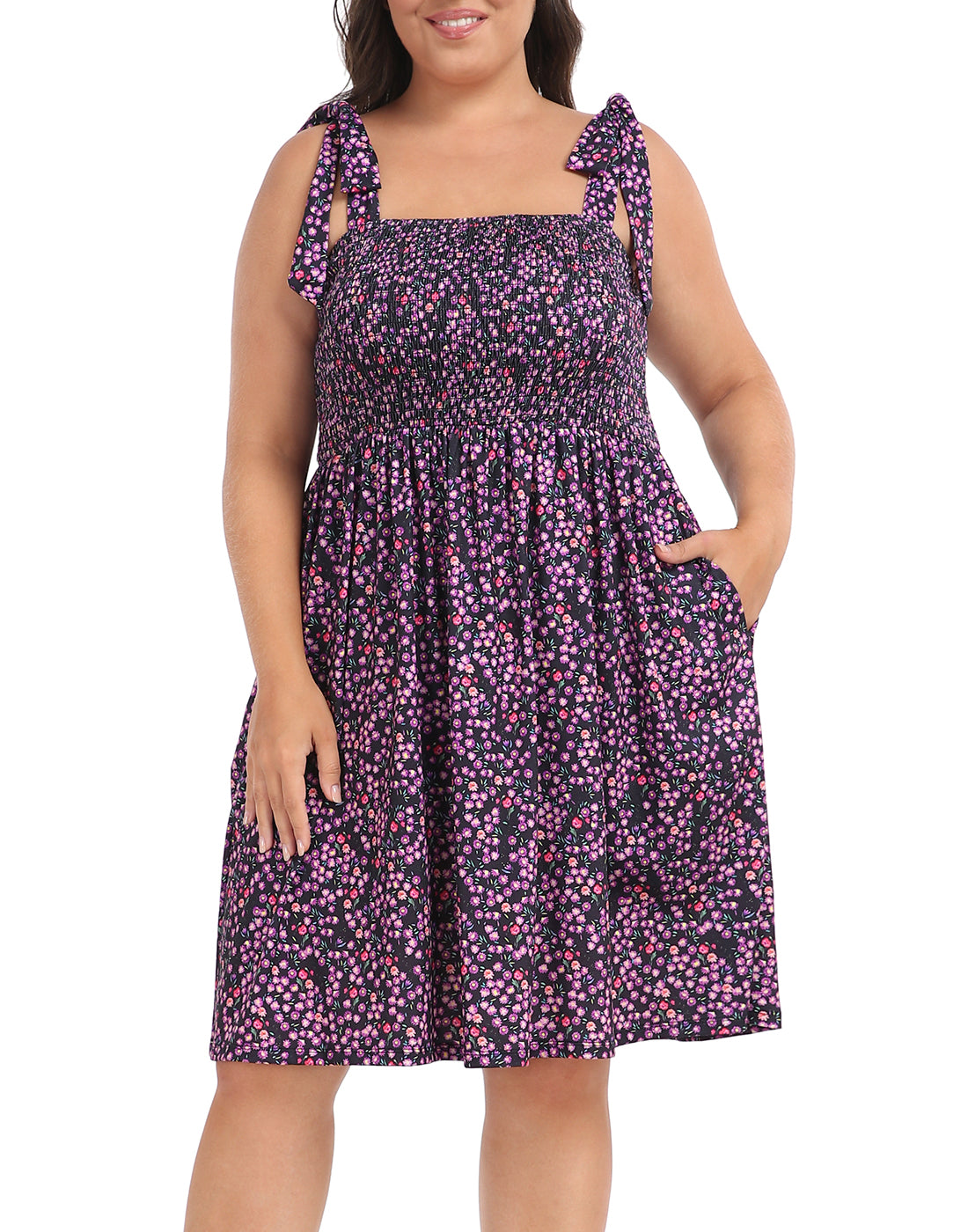 Plus Size Romper Dress with Built in Shorts & Pockets
