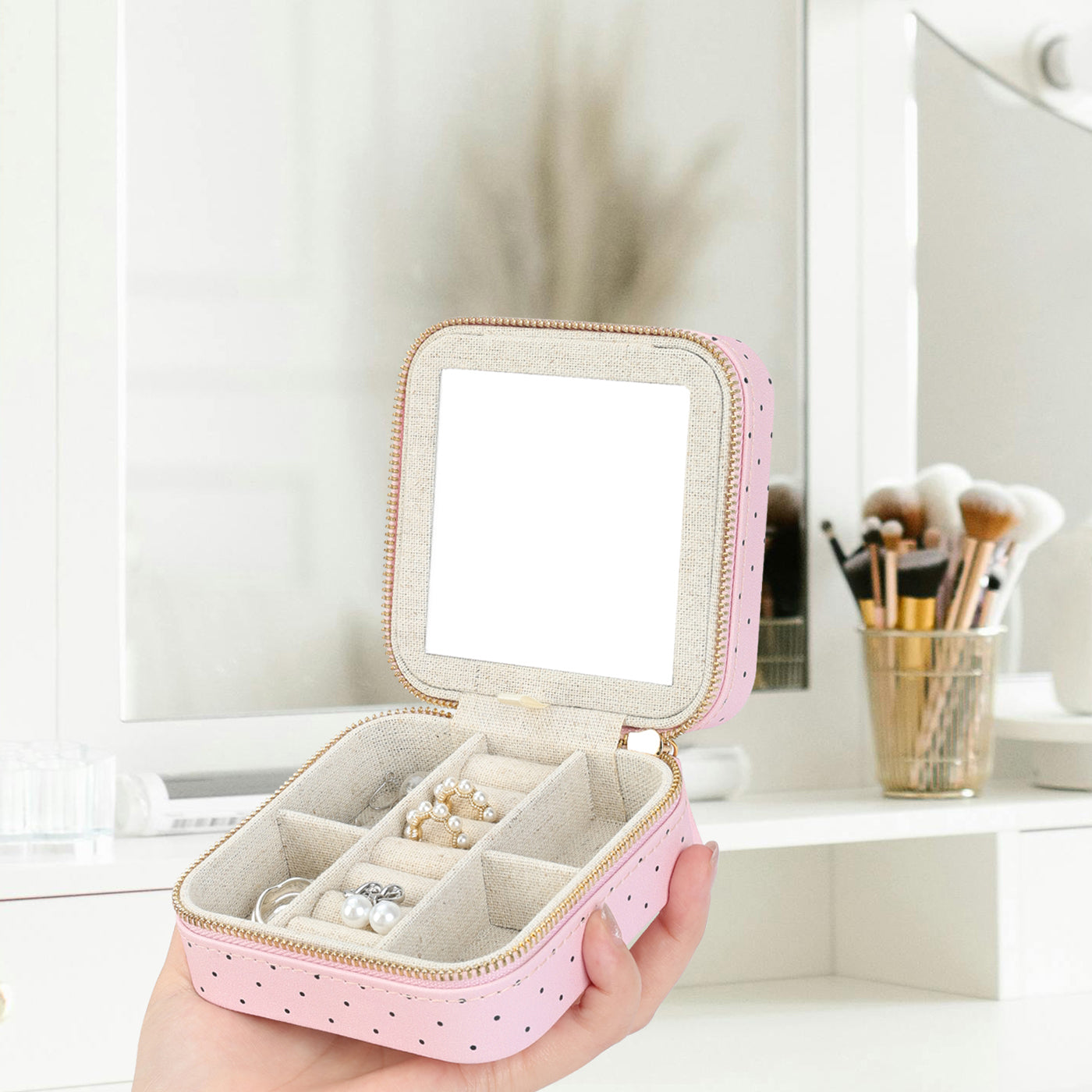 Girl's Travel Jewelry Case with Mirror