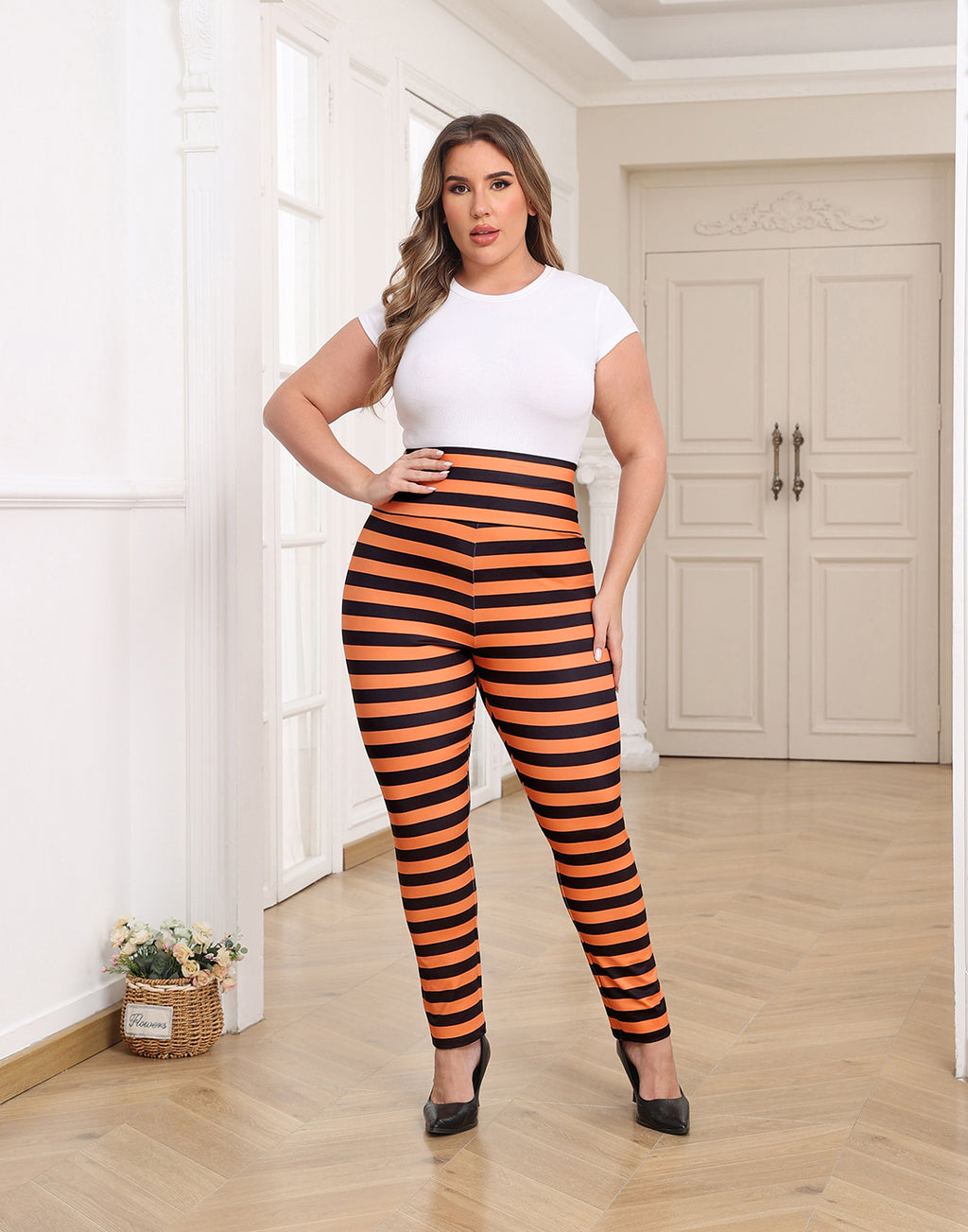 Plus Size High Waisted Halloween Graphic Leggings