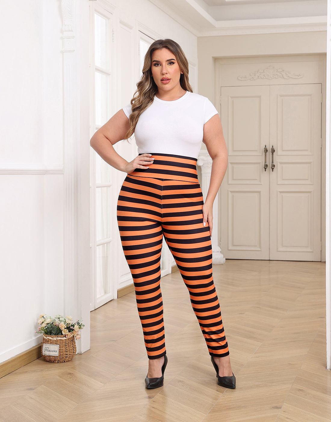 Plus Size High Waisted Halloween Graphic Leggings