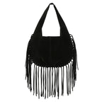 Faux Suede Leather Bag Fringe Tassel Shoulder Purse