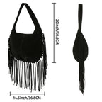 Faux Suede Leather Bag Fringe Tassel Shoulder Purse