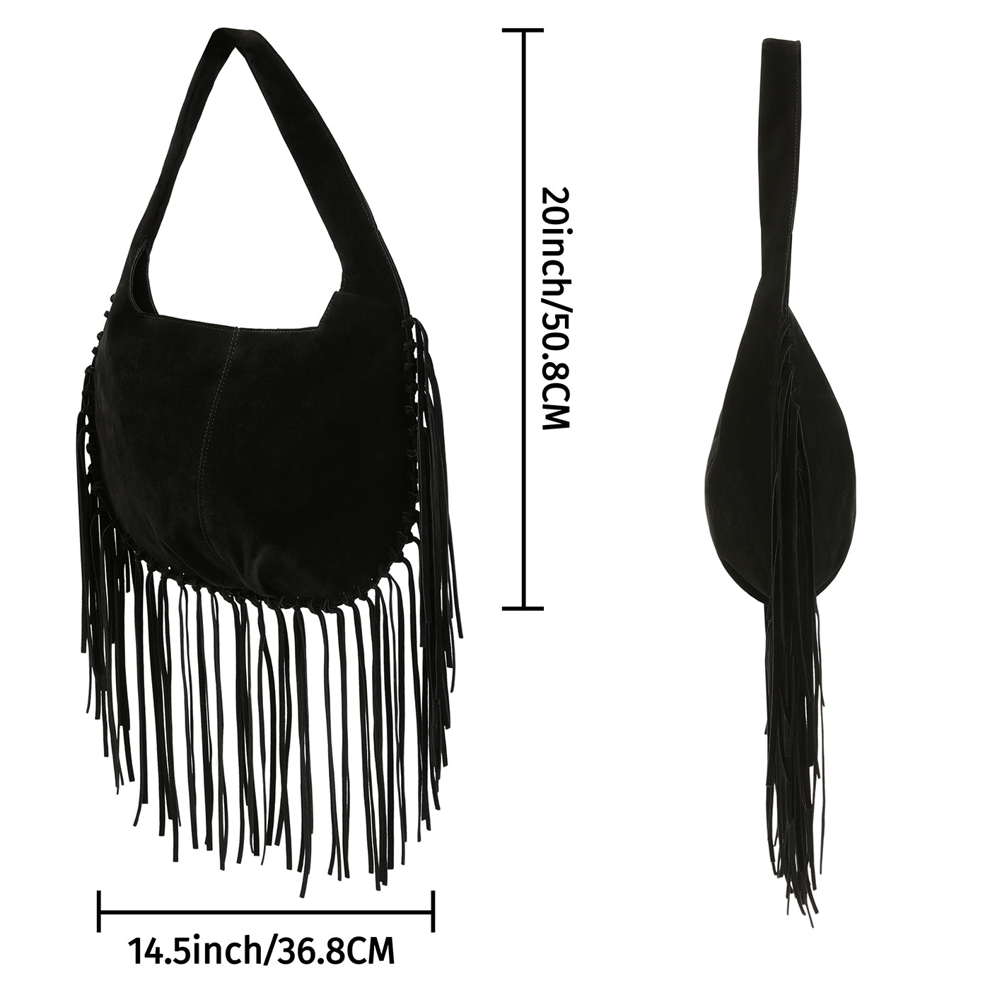 Faux Suede Leather Bag Fringe Tassel Shoulder Purse