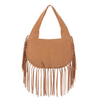 Faux Suede Leather Bag Fringe Tassel Shoulder Purse