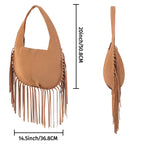 Faux Suede Leather Bag Fringe Tassel Shoulder Purse