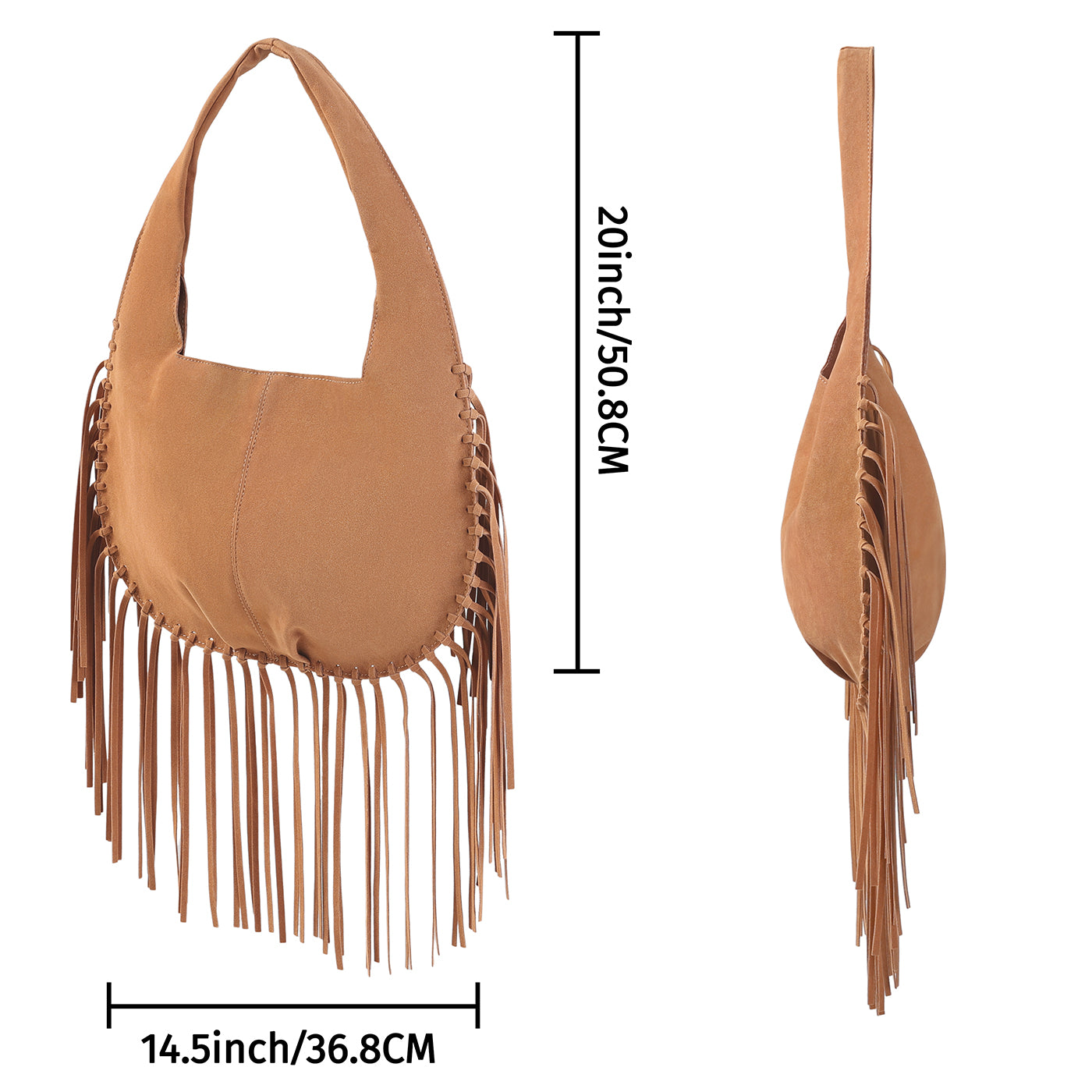 Faux Suede Leather Bag Fringe Tassel Shoulder Purse