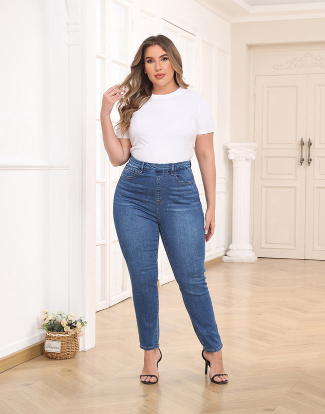 Plus Size Pull On Skinny Jeans – alternate view