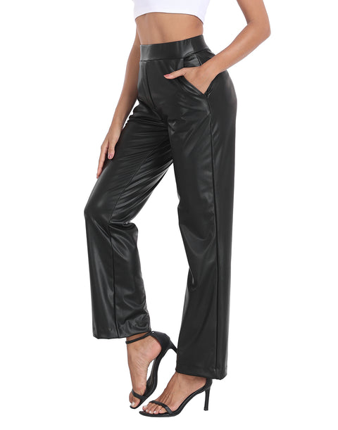 Pull On Faux Leather Pants