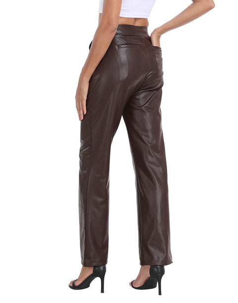 Pull On Faux Leather Pants