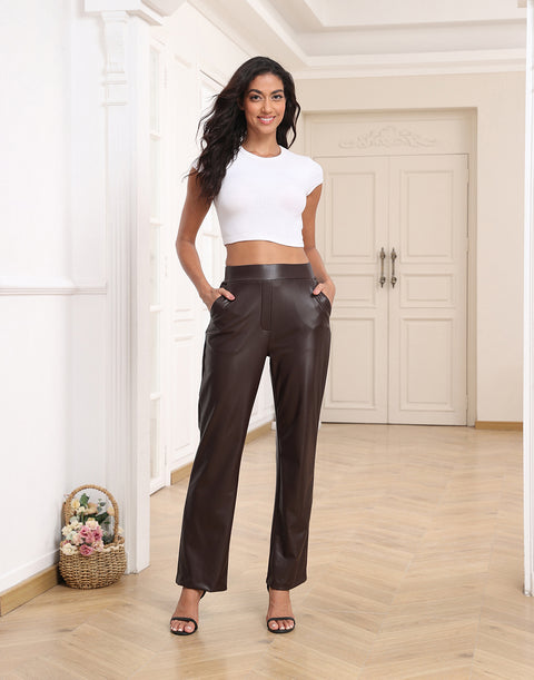Pull On Faux Leather Pants