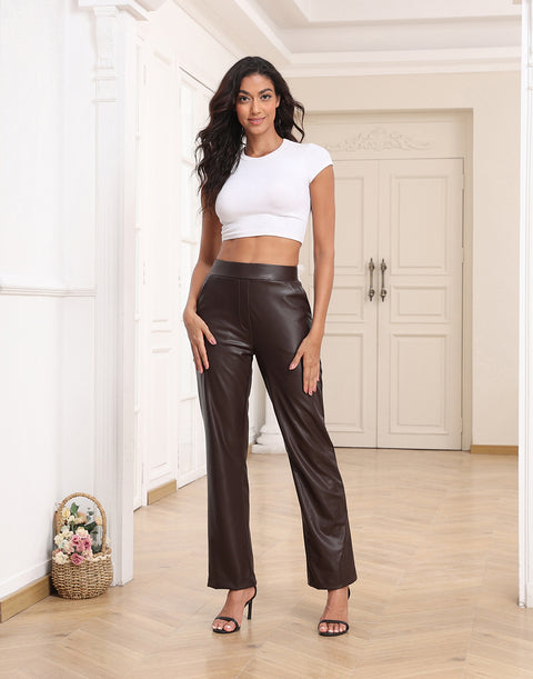 Pull On Faux Leather Pants