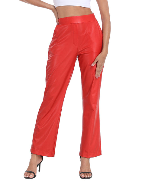 Pull On Faux Leather Pants
