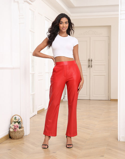 Pull On Faux Leather Pants