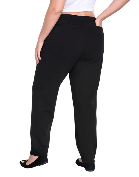 Plus Size Pull On Pintuck Dressy Sweatpants with Pockets