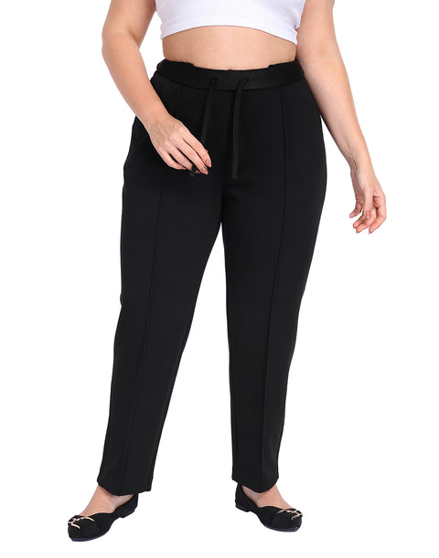 Plus Size Pull On Pintuck Dressy Sweatpants with Pockets