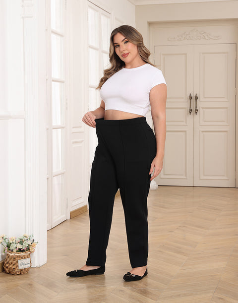Plus Size Pull On Pintuck Dressy Sweatpants with Pockets