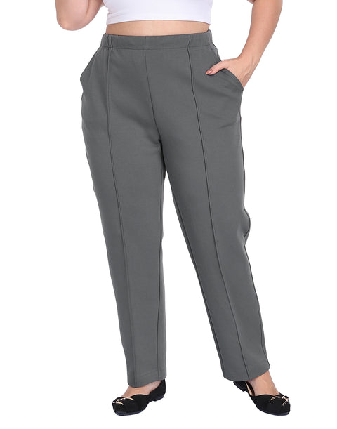 Plus Size Pull On Pintuck Dressy Sweatpants with Pockets