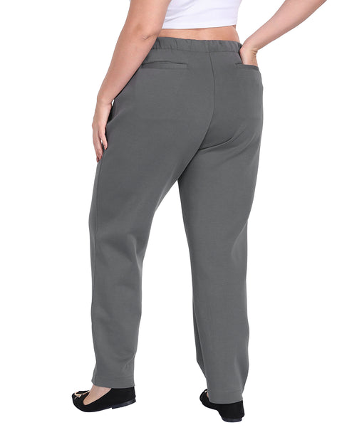 Plus Size Pull On Pintuck Dressy Sweatpants with Pockets