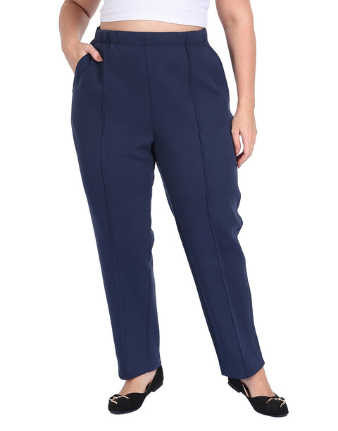 Plus Size Pull On Pintuck Dressy Sweatpants with Pockets