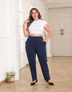 Plus Size Pull On Pintuck Dressy Sweatpants with Pockets