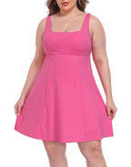 Womens Plus Size Easy Quick Slip Tennis Dress w/Built-in Shorts and Bra