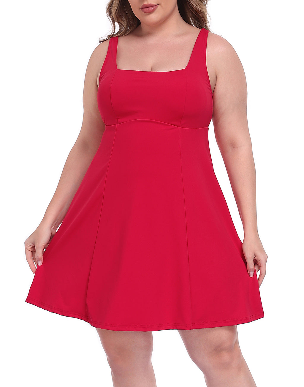Womens Plus Size Easy Quick Slip Tennis Dress w/Built-in Shorts and Bra