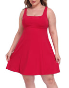 Womens Plus Size Easy Quick Slip Tennis Dress w/Built-in Shorts and Bra