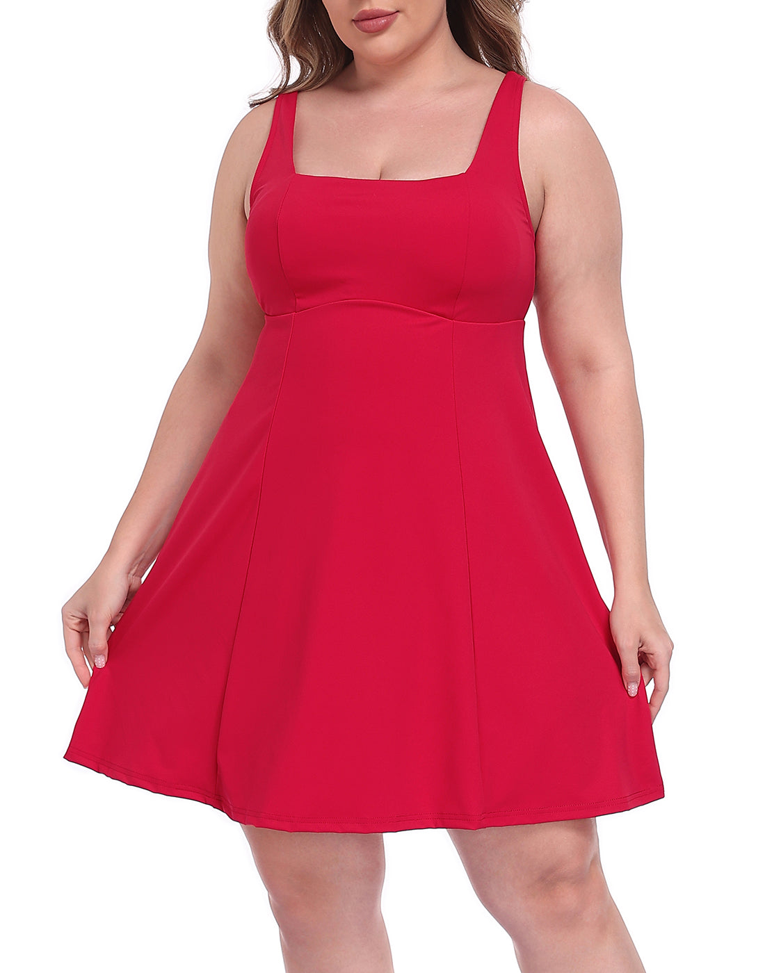 Womens Plus Size Easy Quick Slip Tennis Dress w/Built-in Shorts and Bra