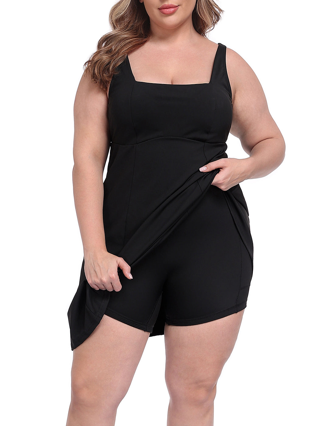 Womens Plus Size Easy Quick Slip Tennis Dress w/Built-in Shorts and Bra