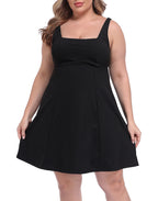 Womens Plus Size Easy Quick Slip Tennis Dress w/Built-in Shorts and Bra
