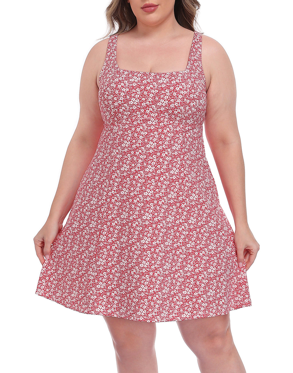 Womens Plus Size Easy Quick Slip Tennis Dress w/Built-in Shorts and Bra