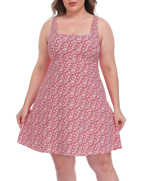Womens Plus Size Easy Quick Slip Tennis Dress w/Built-in Shorts and Bra