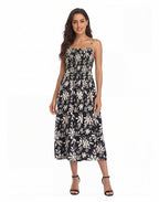 Women's Smocked Midi Summer Dresses with Pockets