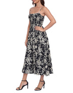 Women's Smocked Midi Summer Dresses with Pockets