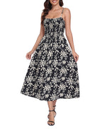 Women's Smocked Midi Summer Dresses with Pockets