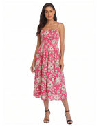 Women's Smocked Midi Summer Dresses with Pockets