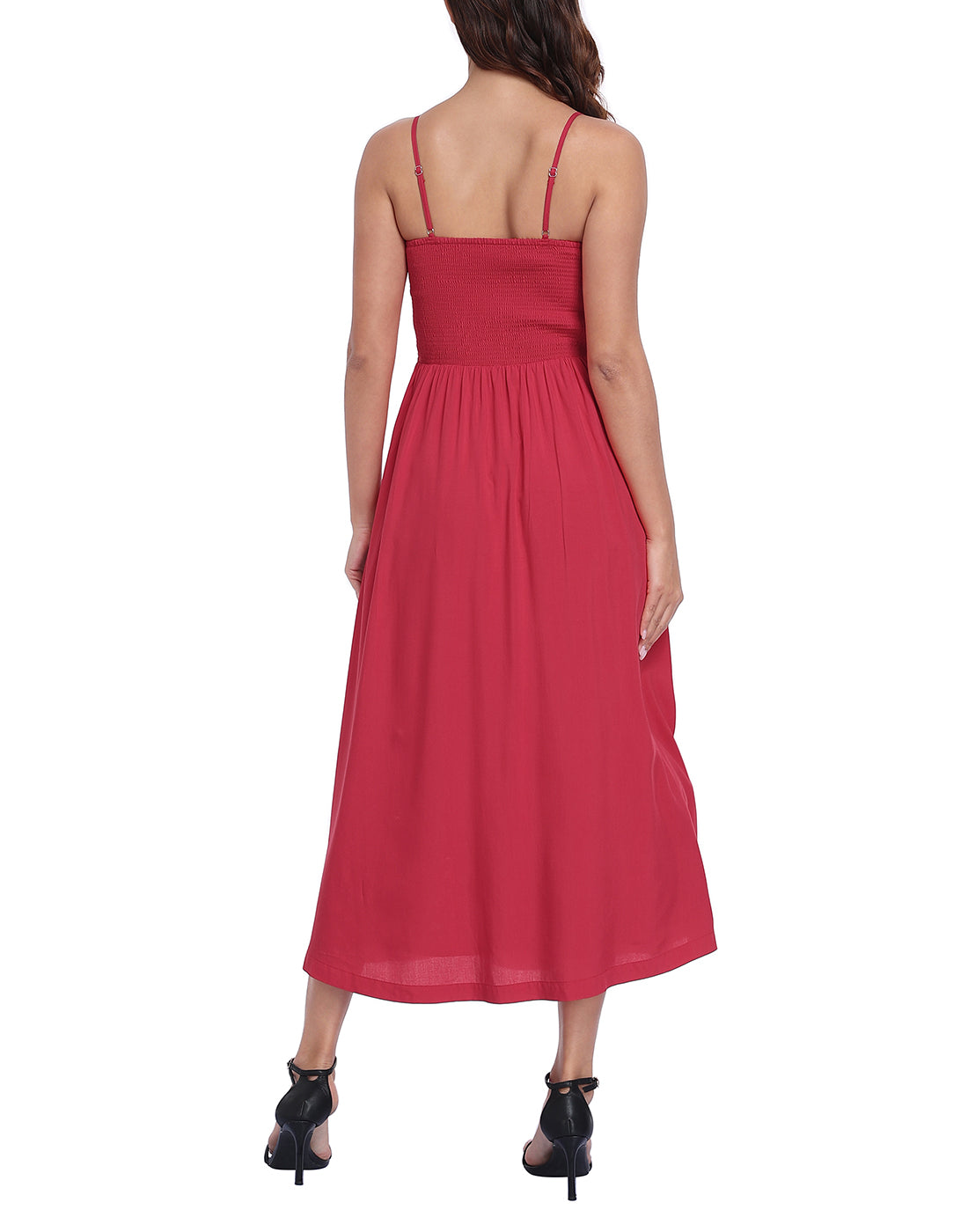 Women's Smocked Midi Summer Dresses with Pockets