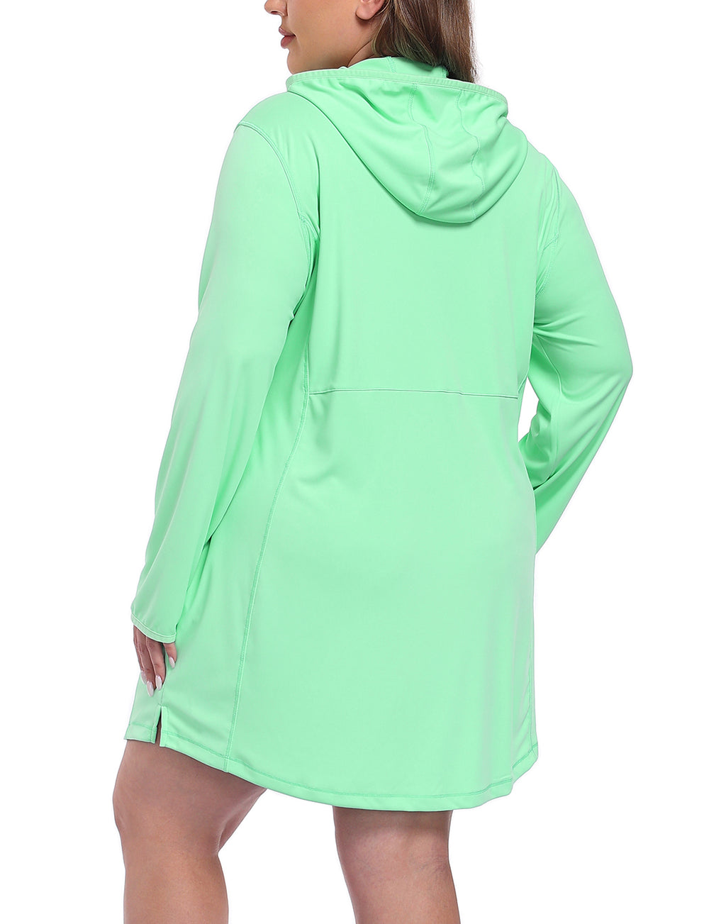 Women's Plus Size Long Sleeve Swim Coverup Dress with Hood