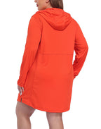 Women's Plus Size Long Sleeve Swim Coverup Dress with Hood
