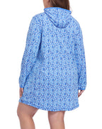 Women's Plus Size Long Sleeve Swim Coverup Dress with Hood