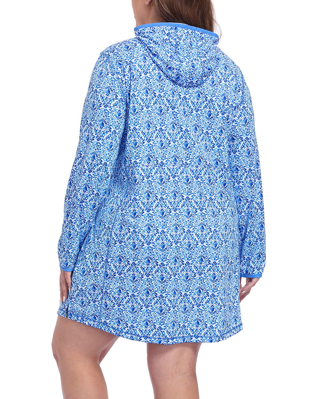 Women's Plus Size Long Sleeve Swim Coverup Dress with Hood