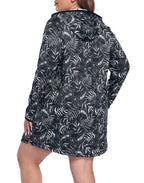 Women's Plus Size Long Sleeve Swim Coverup Dress with Hood