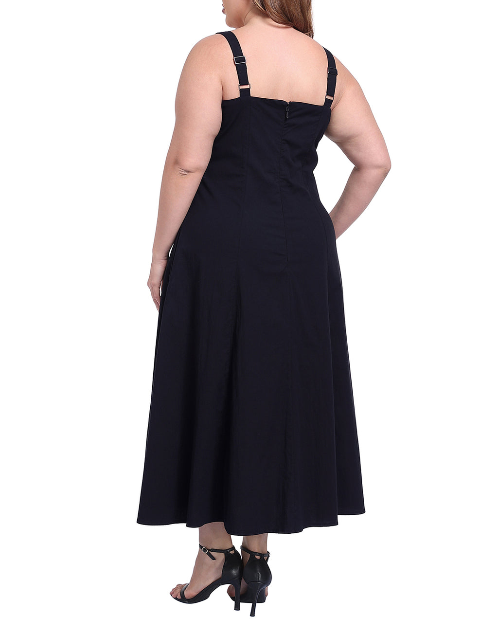 Womens Plus Size Square Neck Midi Dress with Pockets