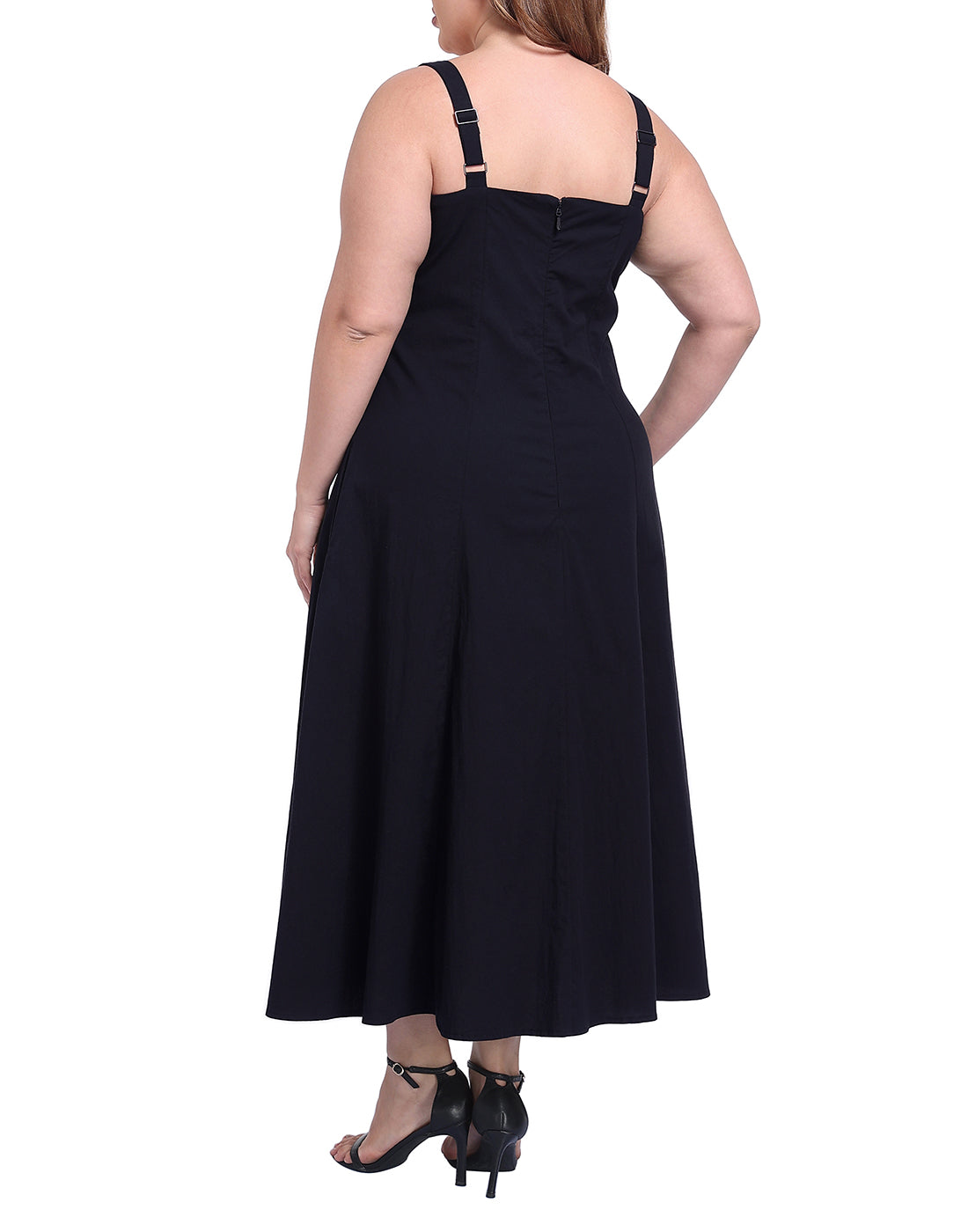 Womens Plus Size Square Neck Midi Dress with Pockets