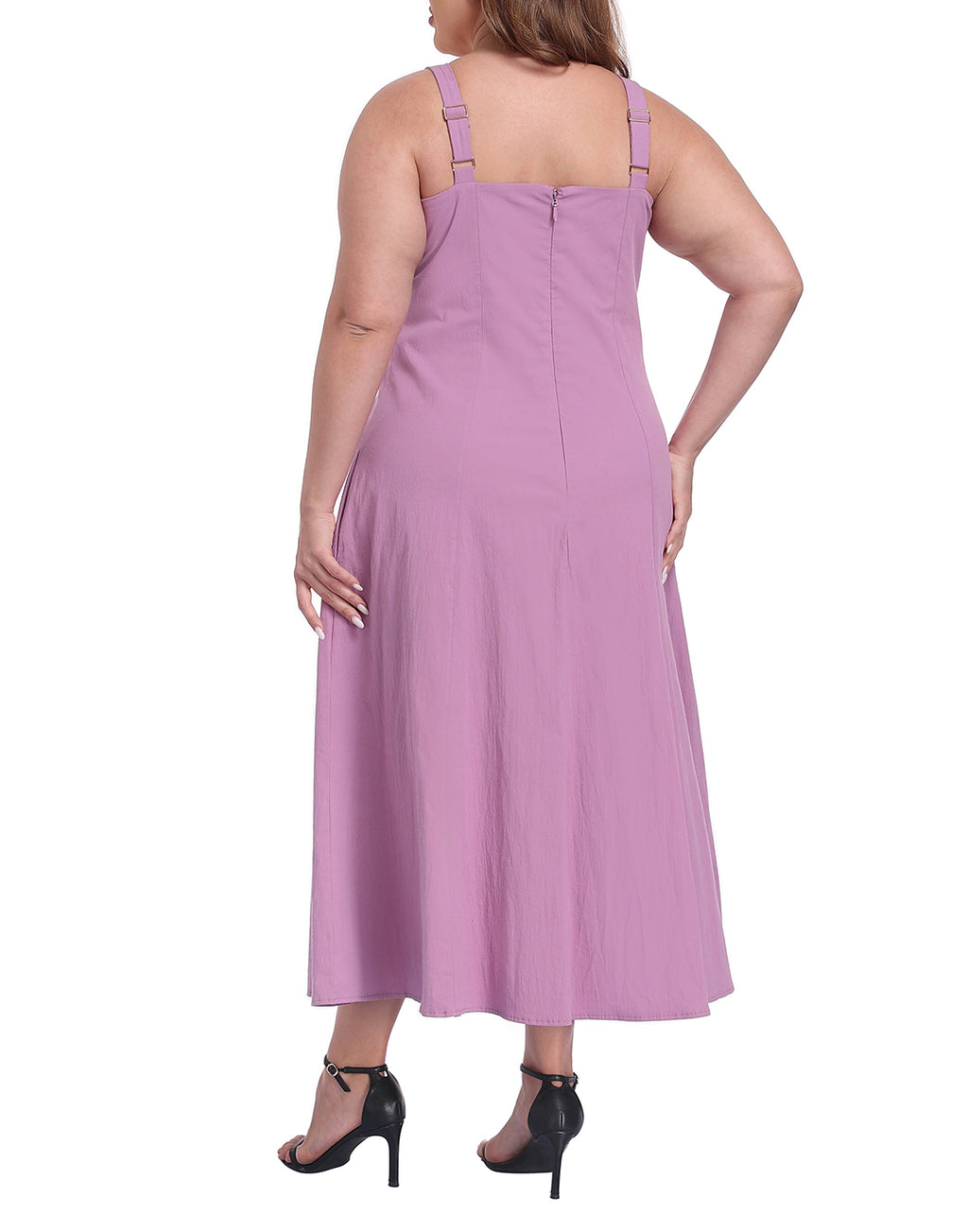 Womens Plus Size Square Neck Midi Dress with Pockets