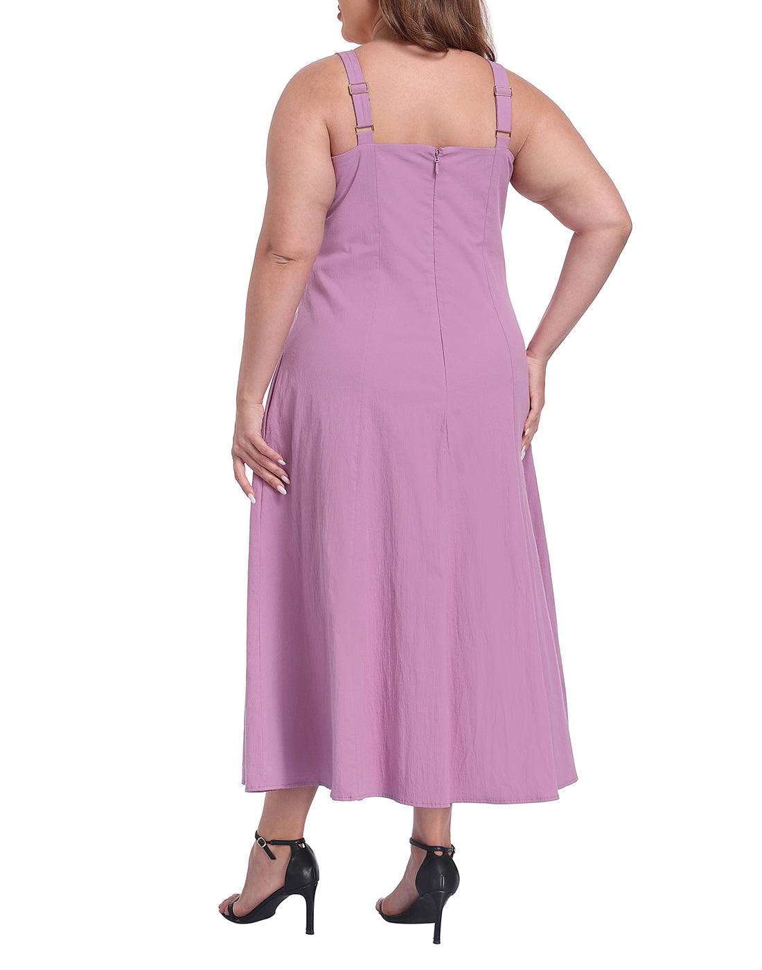 Womens Plus Size Square Neck Midi Dress with Pockets