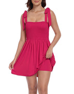 Romper Dress with Built in Shorts Smocked Mini Sundress