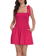 Romper Dress with Built in Shorts Smocked Mini Sundress